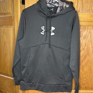 Dark Brown Camo Under Armour Hoodie, Loose Fit, Small